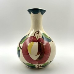 Vintage Purinton Apple Pottery Decanter Or Vase Hand Painted 7.5” Tall