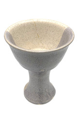 Vintage Studio Art Pottery Wine/Ale Goblet, Blue & Peach, Signed Peltier, 1996