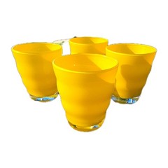 4 Rio Yellow Double Old Fashion by DANSK Blown Glass Discontinued 10oz EUC