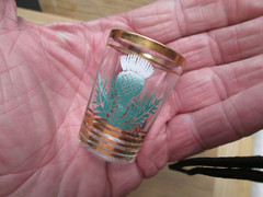 Vtg MCM Gold Foil 1/2 oz. Shot Glass
