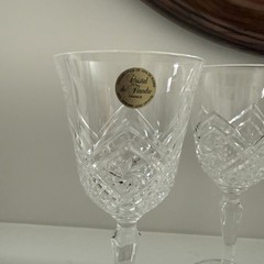 Crystal De Flandre France Genuine Lead Crystal Set Of 4 Glasses Water Wine EUC