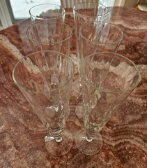 Pilsner Glass 12oz Mouth Blown Glasses VTG Clear Optic Design Thailand Lot Of 6