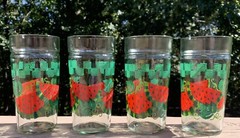 Set Of 4 Vintage Anchor Hocking Watermelon Jelly Jar Drinking Glasses 16 Oz EUC