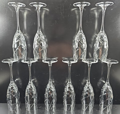 (10) Cristal D’Arques Junon Fluted Champagne Set Crystal Cut Clear Stemware Lot