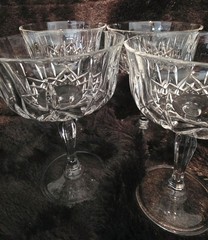 Vintage Clear Pressed Cut Glass Champagne Coupe Sherbet Glasses Set of 4…