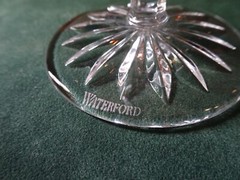 WATERFORD CRYSTAL LISMORE CHAMPAGNE FLUTE GLASSES, PAIR, IRELAND, SIGNED, 8-7/8″
