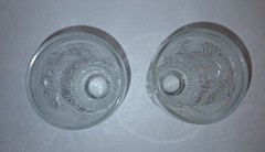 Set of Two Vintage Glass Tumblers Embossed Leaf/Feather Pattern Tapered