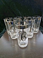 Queens Lusterware Glasses Monogram Letter «B» Set Of 7