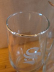Set of 6 Vintage Etched Monogramed «S» Footed Drinking Highball Glasses 6-8oz