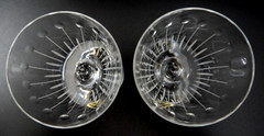2 VINTAGE EASTERLING BELGIUM VERTICAL LINES CRYSTAL APERITIF OR SHOT GLASSES