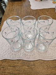 Libbey Vintage Lavender Tulip Flower Drinking Glasses Set of 6