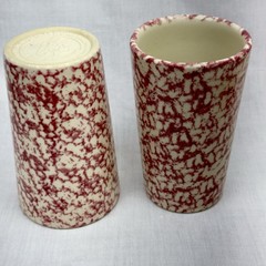 Gerald Henn Roseville Spongeware Tumblers 2 Red 2 Green 2 Blue Set of 6
