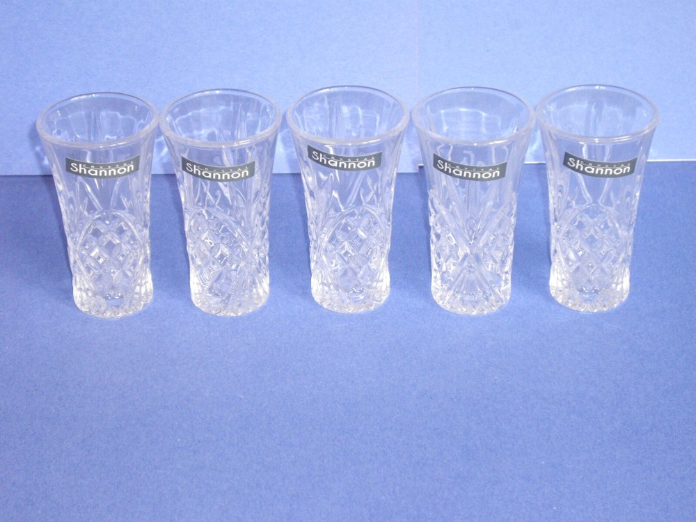 Godinger Dublin Shannon Crystal Vodka Shooters set of 5 New with Sticker