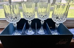 Cristal d’Arques Glasses Longchamp Crystal Wine Water Glasses 5.75oz 4 Piece VTG