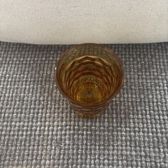 Vintage Amber Indiana Glass Whitehall Cubist Footed Juice Glass Amber 3.75″ tall