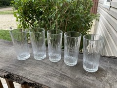 Set Of 5 RCR Royal Crystal Rock FIRE Highball Glasses Royal Crown Italy Barware