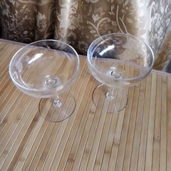 Set Of 2 Princess House Heritage Crystal Etched Wine Champagne Martini Glasses