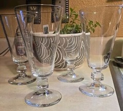 Set of 4 FINE CRYSTAL 10oz Water Goblets with Cube Stems NICE RING* STUNNING 6⅝»