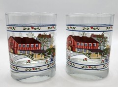 Set of 2 Tiara Exclusives Rural Farm Scene Glasses