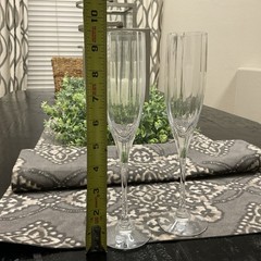 2 Vtg Orrefors Optica Crystal Toasting Champagne Flutes Glasses 9 1/2” In Box