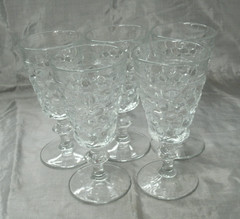 Vtg Westmoreland THOUSAND EYE Set of 5~6-5/8″ Water Goblets Glasses 1940s #1000