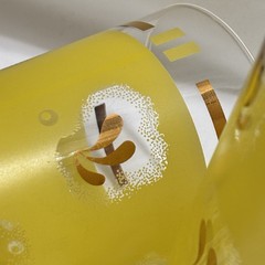 Vintage Pair Gold and Yellow Glass Tumblers