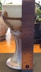 Studio Art Pottery Goblet Chalice Wine Glass Cream Maroon Brown Glazed Pedestal