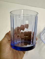 Set Of 2 Vintage 1960s Paşabahçe,Turkey Blue Ribbed Panel 3.5” Drinking Glasses