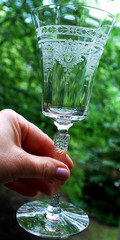 Vtg DECO Set 2 Morgantown CORINTH Water Goblets OPTIC ETCH 767 Stem 7654 c1931