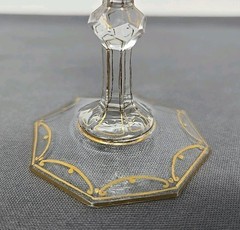 Bohemian Attr. Josephinenhuette Cut Crystal Gold Painted Aperitif Glass
