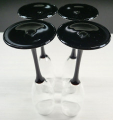 (4) Luminarc Domino Signature Black Fluted Champagne Set Elegant Cristal France