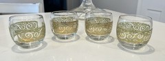 MCM Culver Toledo Roly Poly Barware 22K Gold SET 4 vintage Glasses Old Fashion