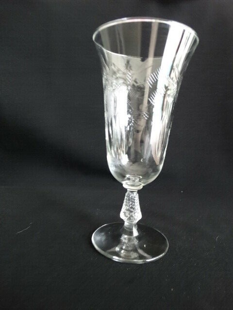 Rock Sharpe Clear Glass Polished Cut Dartelle Iced Tea Stem 3007 Excellent Cond.