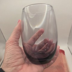 VTG Amethyst Purple Glass Stemless Wine Tumblers Set 2