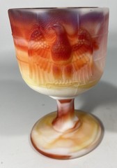 Vintage Imperial Glass Red Ruby Slag End of Day Wine Goblet Set Of 2