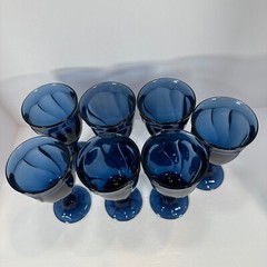 Noritake Sweet Swirl Dar Midnight Blue Waster Glass Goblet Heavy