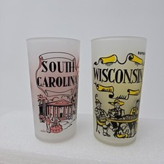 Vintage Hazel Atlas State Souvenir Glass Tumblers South Carolina or Wisconsin