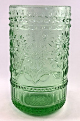 Park Designs Petals Pattern Green Glass Flat Tumbler 16 oz Replacement