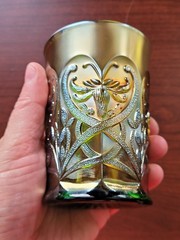 Pretty Green Northwood Carnival Glass Wishbone Pattern Tumbler