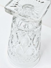 Indiana Glass Vintage Goblet Square Base Diamond Point Pedestal 6” Clear