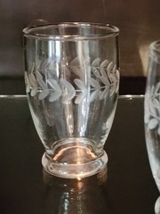 Anchor Hocking Laurel Gray Cut 5 oz Footed Tumblers MINT 1950’s Juice Glasses