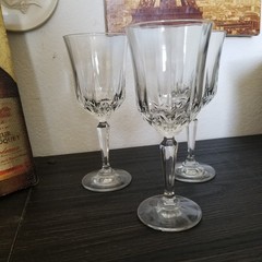 3 Item Lot Wine Glasses American Heritage by St. George 7” Cut Crystal