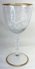 5 Fostoria Crystal Clear Gold Rambler Water Goblets 6 7/8″