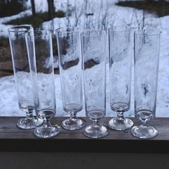 Tapio Wirkkala Iittala set of six champagne glasses Karelia from 1960s Finland