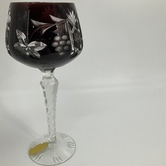 Vintage Imperlux Germany Burgundy Cut to Clear Crystal Goblet Dark Red Excellent
