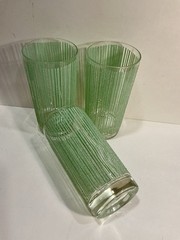 Vintage Set of 3 Georges Briard GREEN Icicle Tumbler Glasses