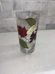 Vintage Libbey Drinking Glass Autumn Leaves 6.25″ Tumbler Fall Colors