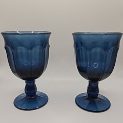 Set Of 2 Noritake Provincial-Colonial Blue 4oz Wine/Juice Glasses