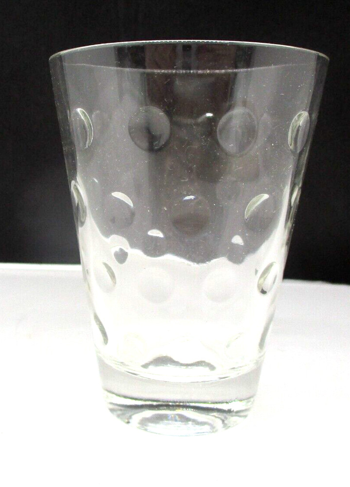 Vintage Clear Glass Dotted Tumbler 3.5″ Tall