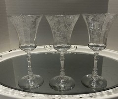 Cambridge Rose Point 8 3/8″ Water Goblet #3500 Set Of 3 Excellent